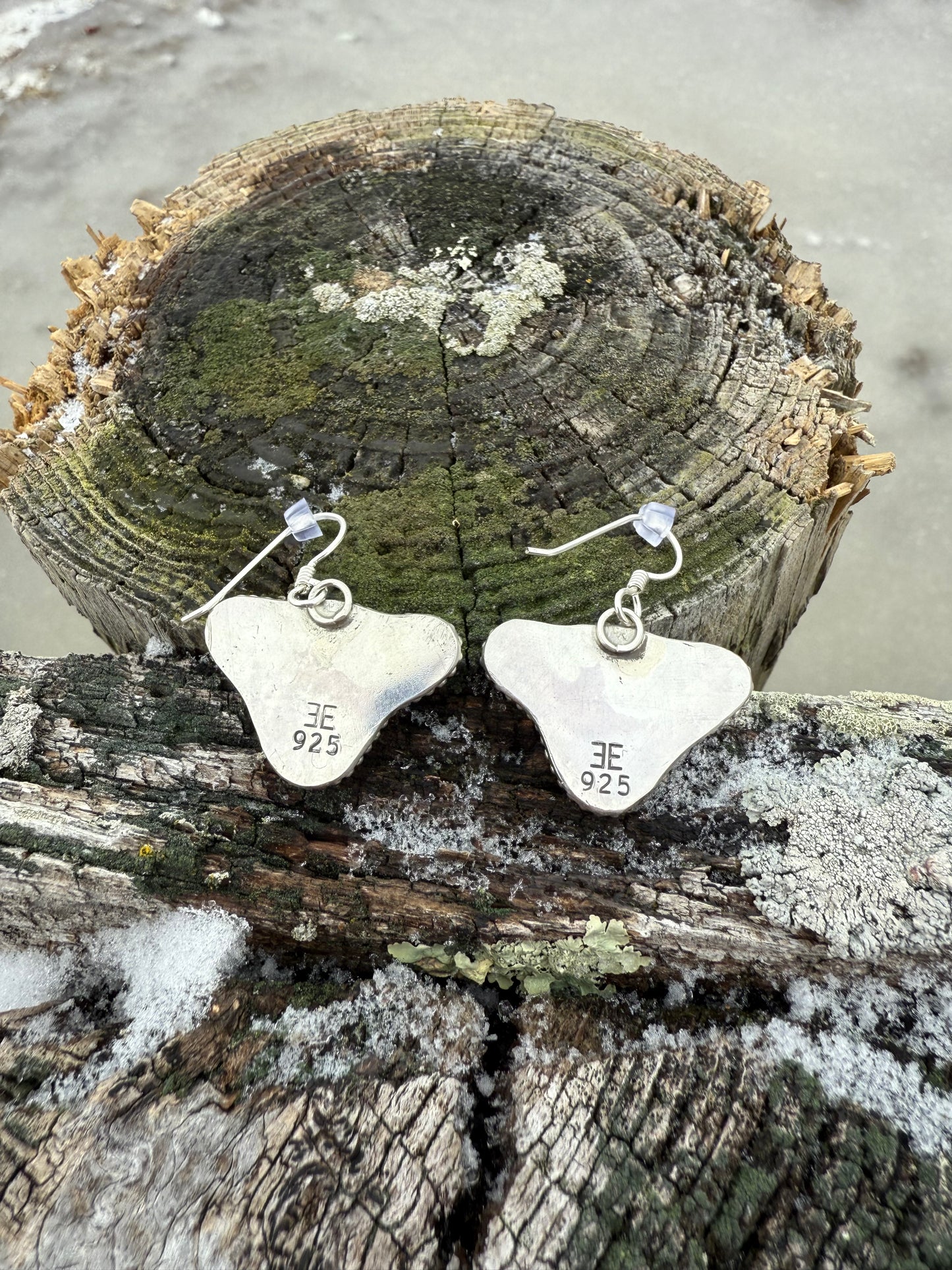 Blue Ice Dahlia Cow Head Earrings