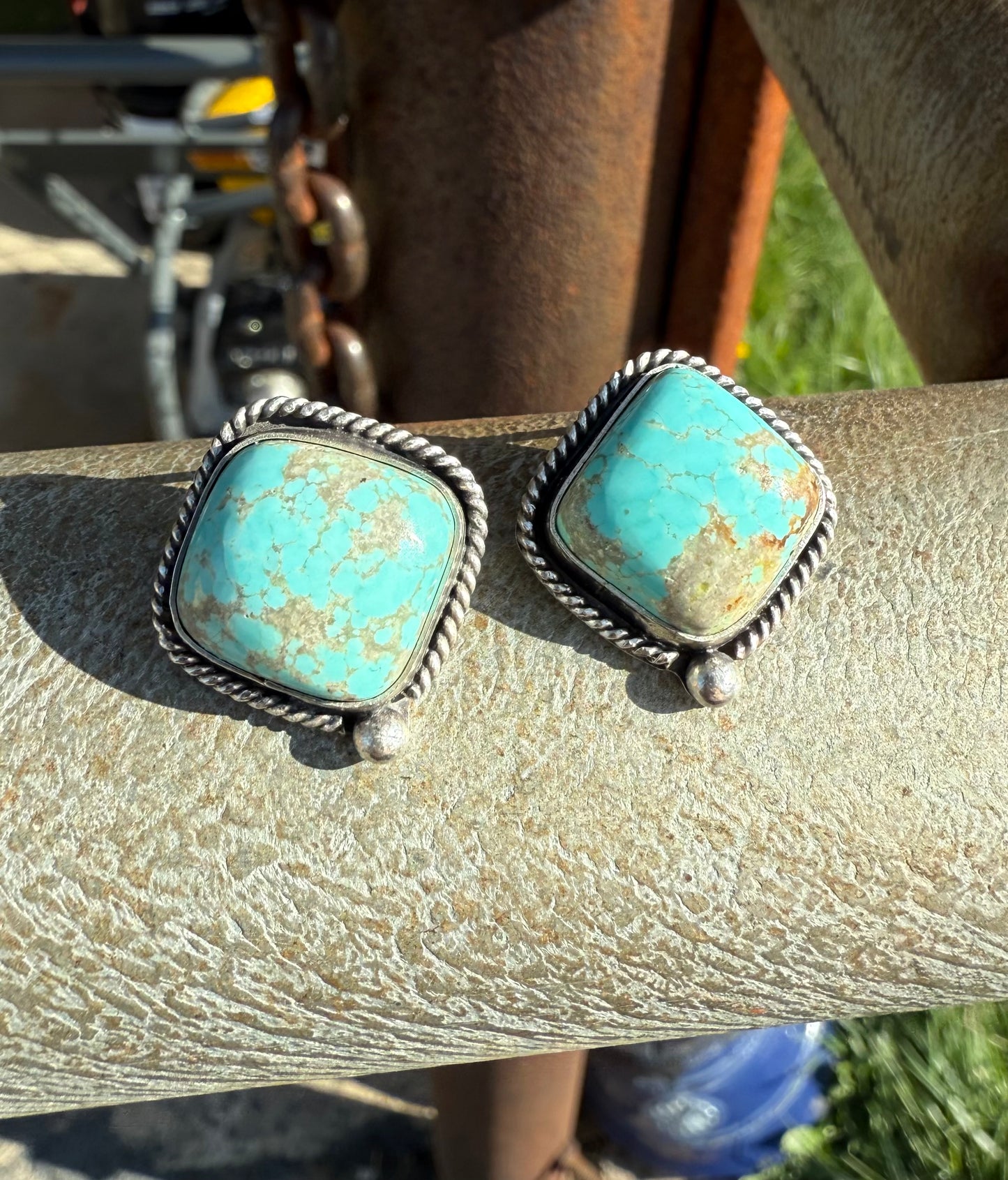 Number 8 Turquoise Studs