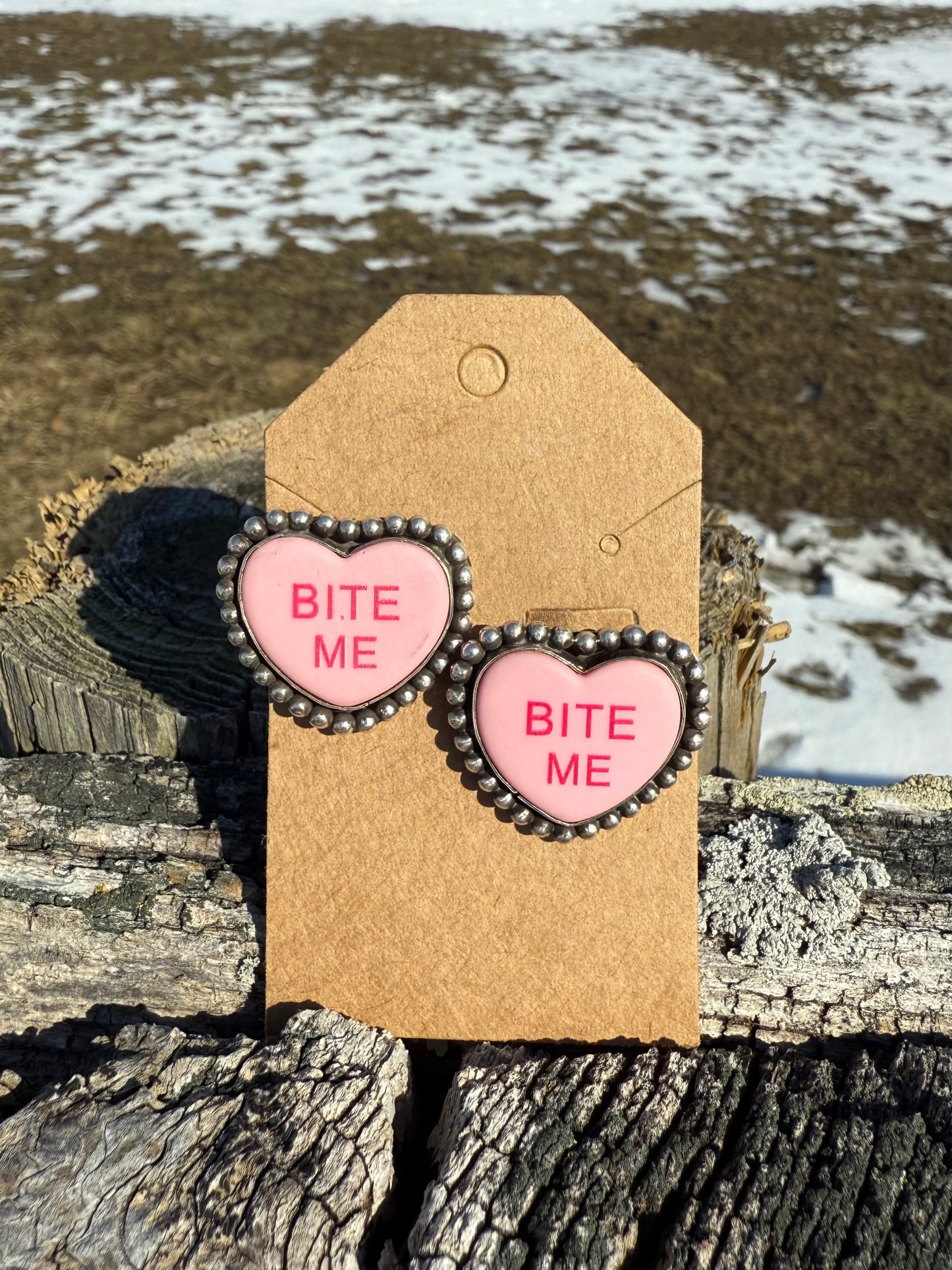 Sterling Silver “Bite Me” Earrings